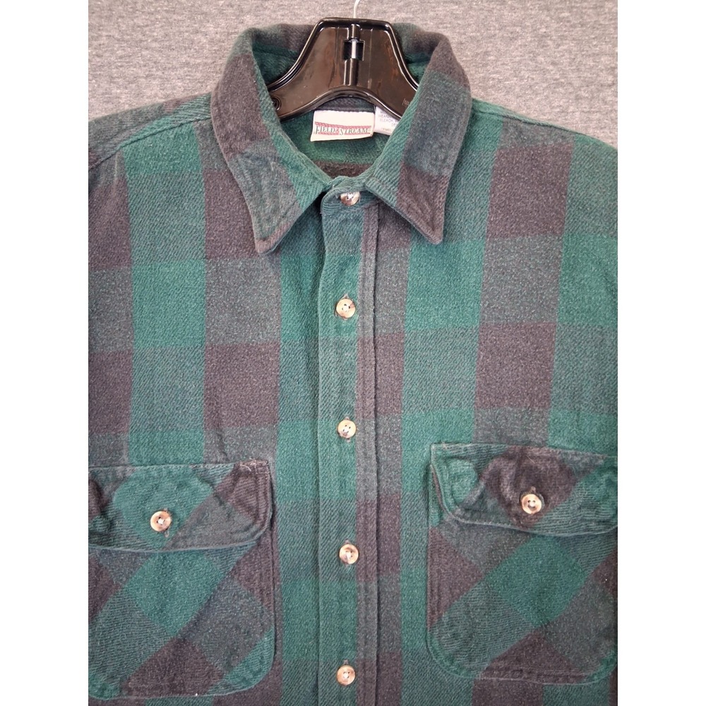 Field‎ And Stream Mens Shirt M Green Plaid Flannel Button Up Work Lightweight
